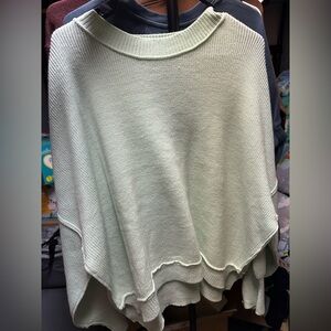 Vine & Love Light Green Poncho Sweater